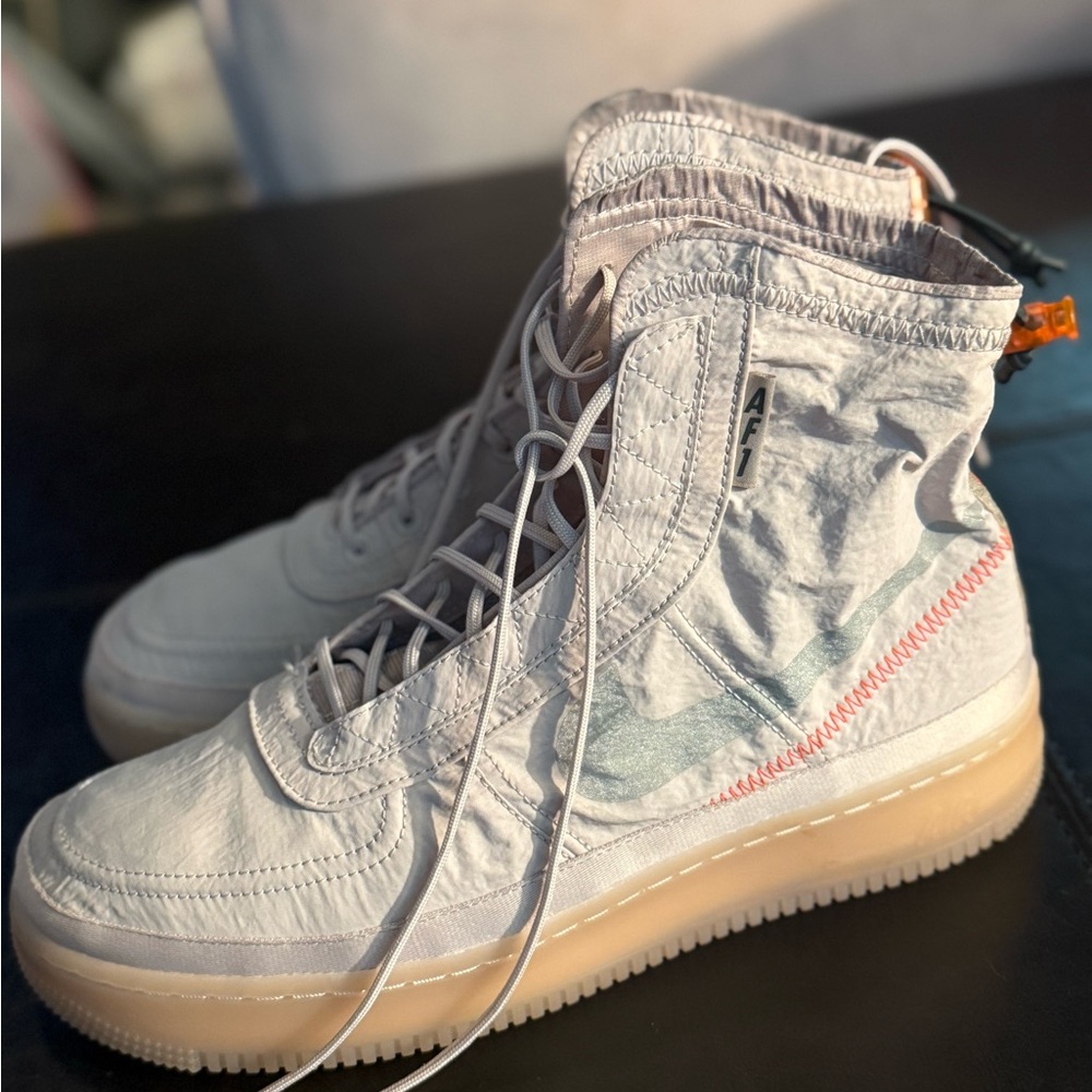 Nike Women’s High-Top Sneakers in White with Gum Sole and Light Gray Accents - Picture 3 of 9